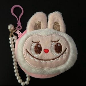 Charming Monster Plush Coin Purse Charm with Pearl Chain